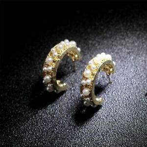 【送料無料】ジュエリー・アクセサリー イヤリングプチクレオールゴールデンミニホワイトパールゴールドメッキboucles doreilles petit creole dore mini fausse perle blanc plaque or 14k m5