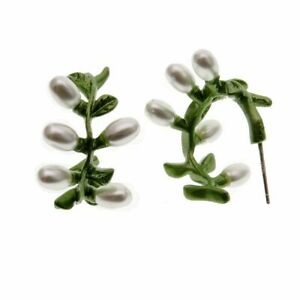 【送料無料】ジュエリー・アクセサリー イヤリングクレオールブランチグリーンフラワーパールパールパールboucles doreilles creole branche fleur vert perle blanc dd14