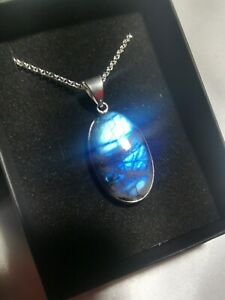 【送料無料】ジュエリー・アクセサリー シルバーメッキラブラドリットネックレスペンダントcollier et pendentif labradorite plaque argent 925