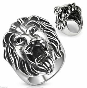 【送料無料】ジュエリー・アクセサリー リングスチールライオンヘッドリングバイカーライオンヘッドリングbague acier tete de lion rugissant bague biker roaring lions head ring