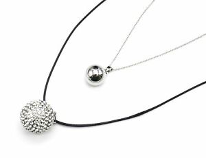 【送料無料】ジュエリー・アクセサリー シルバーメタルボールジャンパーダブルチェーンコルドンネックレスcl1370e sautoir collier double chaine cordon avec boule metal argente et bo