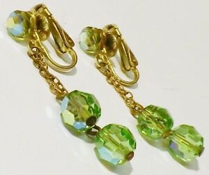 【送料無料】ジュエリー・アクセサリー ロングイヤリングクリップカラーヴィンテージパールグリーンクリスタルlongue boucles doreilles clips couleur or bijou vintage perle cristal vert 2324