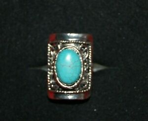 【送料無料】ジュエリー・アクセサリー アンティークシルバーナバホターコイズリングステートメントターコイズantique silver navajo turquoise geometric ring a statement turquoise coloured