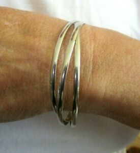 【送料無料】ジュエリー・アクセサリー シルバーレトロブレスレットセットensemble de 3 bracelets entrelaces couleur argent poli brillant bijou retro 608