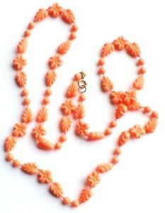 【送料無料】ジュエリー・アクセサリー ヴィンテージネックレスオレンジcollier bijou vintage signe sarah cov perle fleur feuille couleur orange 3307