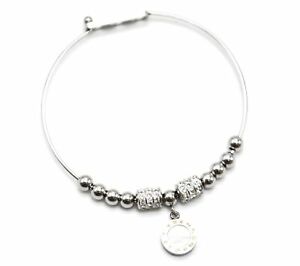 【送料無料】ジュエリー・アクセサリー ストラスリングチャームサークルスチールアルグジョンブレスレットbc3735e bracelet jonc avec perles, anneaux strass et charm cercle acier arg
