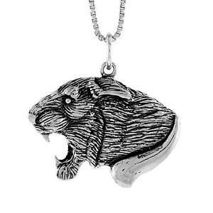 【送料無料】ジュエリー・アクセサリー シルバースターリングタイガーヘッドペンダントブレロックイタリアンチェーンボックスargent sterling tigre tete pendentif breloque, italien boite chaine