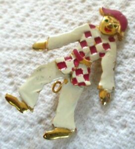 【送料無料】ジュエリー・アクセサリー ユニークゴールドアルレクキンエナメルエナメルヴィンテージbroche unique couleur or arlequin articule email rouge blanc bijou vintage 2077