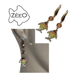 【送料無料】ジュエリー・アクセサリー ゼオジュエリーイヤリングゴールドクリスタルエナメルフィッシュzeeo bijoux boucles doreilles de couleur or cristal poisson emaille