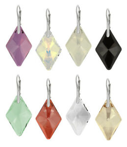 【送料無料】ジュエリー・アクセサリー スターリングシルバーイヤリングロンバススワロフスキーRクリスタルsterling silver earrings made with 6320 rhombus 27mm swarovskiR crystals
