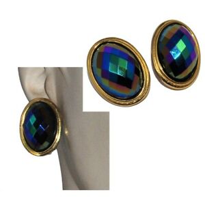 【送料無料】ジュエリー・アクセサリー イヤリングヴィンテージゴールドクリスタルカラージュエルboucles doreilles clips vintage couleur or cristal irise bijou