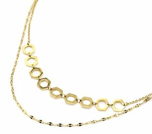 【送料無料】ジュエリー・アクセサリー ダブルチェーンカラーパターンハイブゴールデンスチールcc3375e collier double chaines motifs ruche acier dore