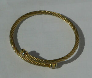 【送料無料】ジュエリー・アクセサリー ヴィンテージゴールドメタルラッシュブレスレットancien bracelet jonc vintage des annees 90 en metal dore