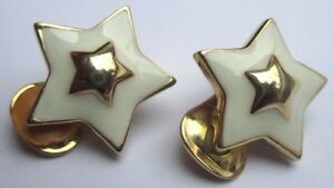 【送料無料】ジュエリー・アクセサリー イヤリングクリップヴィンテージスターカラーゴールドエナメルベージュboucles doreilles clips bijou vintage etoile couleur or email beige 2449|hokushin
