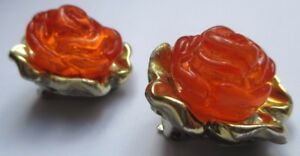 【送料無料】ジュエリー・アクセサリー イヤリングオレンジヴィンテージクリップboucles doreilles clips bijou vintage couleur or fleur en resine orange 2739