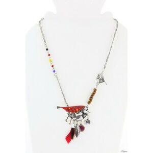 【送料無料】ジュエリー・アクセサリー ジュエリーネックレスエンドウlol bijoux collier oiseau pois plume rouge