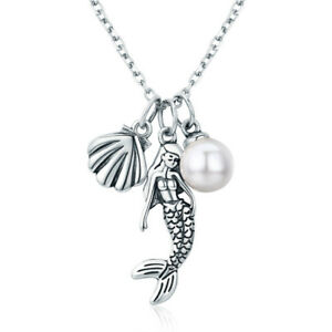 【送料無料】ジュエリー・アクセサリー スターリングシルバーマーメイドハルネックレスcollier pendentif 925 argent sterling sirene amp; coque