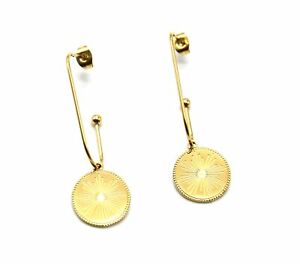 【送料無料】ジュエリー・アクセサリー アシーサンメダルハンギングイヤリングbo1704f boucles doreilles crochet pendant avec medaille gravee soleil acie 14,235円