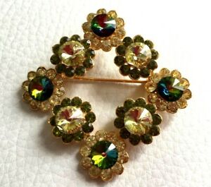 【送料無料】ジュエリー・アクセサリー ゴールドラインストーンロサンゲゴールドトーンブローチgrande broche dore strass multicolore losange goldtone brooch pin neuf