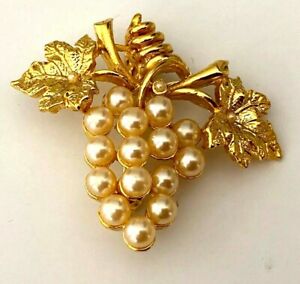 【送料無料】ジュエリー・アクセサリー ブローシュレーズンゴールデンパールヌーブbroche raisin dore perle neuve 4,3cm