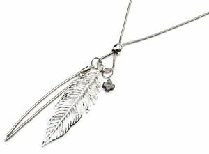 【送料無料】ジュエリー・アクセサリー ジャンパーネックレスフェザーペンダントオープンストラスシルバーメタルcl1382e sautoir collier pendentif plume ajouree strass metal argente avec t