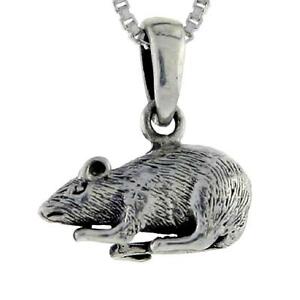 【送料無料】ジュエリー・アクセサリー シルバースターリングラットマウスペンダントブレロックイタリアンチェーンボックスargent sterling rat, souris 3d pendentif breloque, italien boite chaine