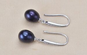 【貨物輸送無料】宝飾品・添え物 アージェントジルコニウムイヤリングboucles doreille argent 925 aaa zirconium perles deau douce noire top qualite