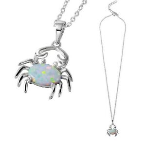 【送料無料】ジュエリー・アクセサリー シルバースターリングネックレスホワイトオパールセンターカニペンダントargent sterling collier w blanc opale centre crabe pendentif