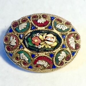 【送料無料】ジュエリー・アクセサリー アンシエンヌブローチインマイクロモザイクancienne broche en micro mosaique decor floral n2