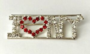 【送料無料】ジュエリー・アクセサリー ブローチヴィンテージラインストーンニューヨークbroche vintage strass i love york 5,3cm etat neuf｜hokushin