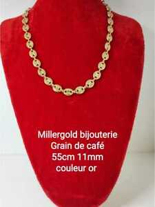 【送料無料】ジュエリー・アクセサリー ジュエルチェーンネックレスビッグリンクコーヒーcollier chaine bijou gros maillon grain de cafe acier inoxydable dore or 11 mm