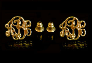 【送料無料】ジュエリー・アクセサリー イヤリングスモールスチールモノグラムゴールデンboucles doreilles puces petites acier inoxydable monogramme dorees femme fille