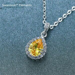 【貨物輸送無料】宝飾品・添え物 スワロフスキーペンダントネックレスRジルコニウム黄色collier pendentif goutte deau swarovskiR elements zirconium jaune cadeau