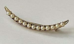 【送料無料】ジュエリー・アクセサリー ヴィンテージゴールドビーズbroche vintage dore fausse perle la ligne courbe 5,1cm comme neuf