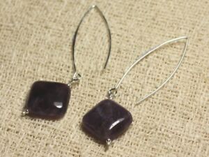 【貨物輸送無料】宝飾品・付属物 シルバーイヤリングロサンジュアメジストboucles doreilles argent 925  amethyste losanges 19x16粍