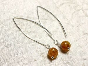 【貨物輸送無料】宝飾品・付属物 シルバーイヤリングロングフックナチュラルアンバーboucles doreilles argent 925 longs crochets et ambre naturelle 89粍