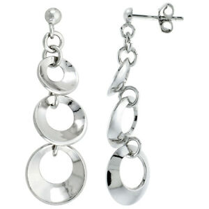 【貨物輸送無料】宝飾品・付属物 シルバースターリングポストイヤリングサークルargent sterling gradue cercles pendant post boucles doreilles