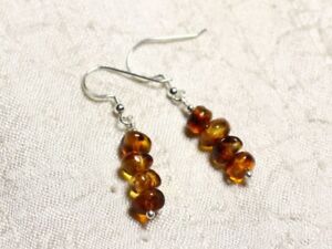 【貨物輸送無料】宝飾品・付属物 シルバーイヤリングナチュラルアンバーラウンドboucles doreilles argent 925 et ambre naturelle rondelles 57粍
