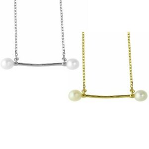 【貨物輸送無料】宝飾品・添え物 シルバースターリングパールバーネックレスargent sterling perle barre collier