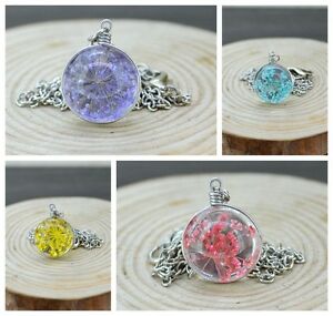 【貨物輸送無料】宝飾品・付属物 ガルスクーゲルペンダントネックレスcollier avec galskugel pendentif et vrai petales
