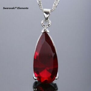 【貨物輸送無料】宝飾品・添え物 スワロフスキーチェーンネックレスRルビー赤いことcollier chaine pendentif larme swarovskiR elements rouge rubis  top qualite