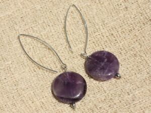 【貨物輸送無料】宝飾品・付属物 シルバーイヤリングアメジストパレットboucles doreilles argent 925  amethyste palets 20粍