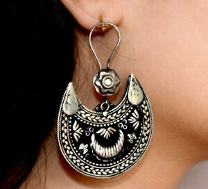 【貨物輸送無料】宝飾品・付属物 イヤリングジュエリーブラックボヘミアンジュエリーcrescent boucles doreilles tribal ancien sculpte ethnique bijoux noir bohemien