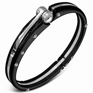 【送料無料】ジュエリー・アクセサリー ステンレススチールトーンブレスレットbracelet articule avec menottes en acier inoxydable et alliage 2 tons