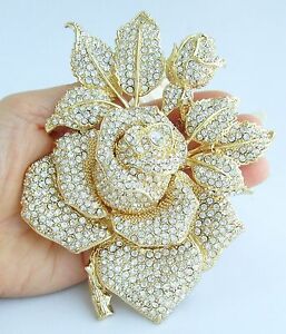 【送料無料】ジュエリー・アクセサリー ゴージャスローズフラワーブローチピンクリアオーストリアクリスタルgorgeous 512 rose flower brooch pin clear austrian crystal pendant ee02994c15
