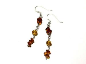 【貨物輸送無料】宝飾品・付属物 シルバーイヤリングナチュラルアンバーboucles doreilles argent 925 et ambre naturelle 50粍