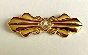 【送料無料】ジュエリー・アクセサリー ゴールドヴィンテージブローシュゴールドトーンバーブローチピンbroche vintage dore et strass goldtone bar brooch pin neuf 6,7cm