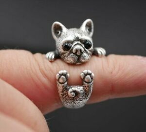 【貨物輸送無料】宝飾品・付属物 シルバーフレンチブルドッグリングfrancais bouledogue anneau en argent