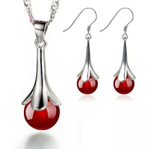 【貨物輸送無料】宝飾品・付属物 シルバーメッキイヤリングジュエリーセットネックレス925 argent plaque boucles doreilles et collier set de bijoux 4 couleurs