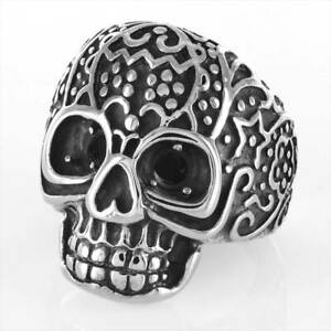 【貨物輸送無料】宝飾品・付属物 メキシコスカルスチールリングbague acier mexican sugar skull